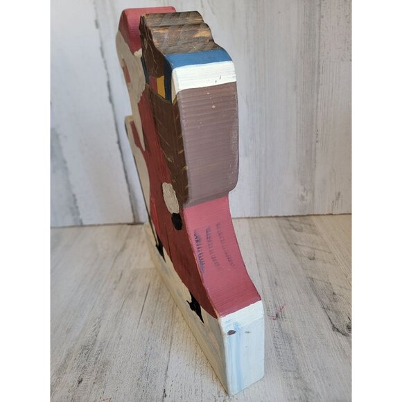 Wooden Santa Claus walking stick vintage home decor toy teddy bear - Picture 5 of 9